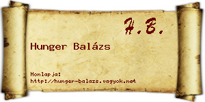 Hunger Balázs névjegykártya
