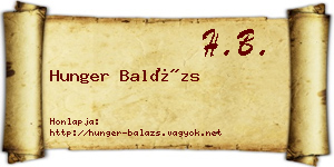 Hunger Balázs névjegykártya